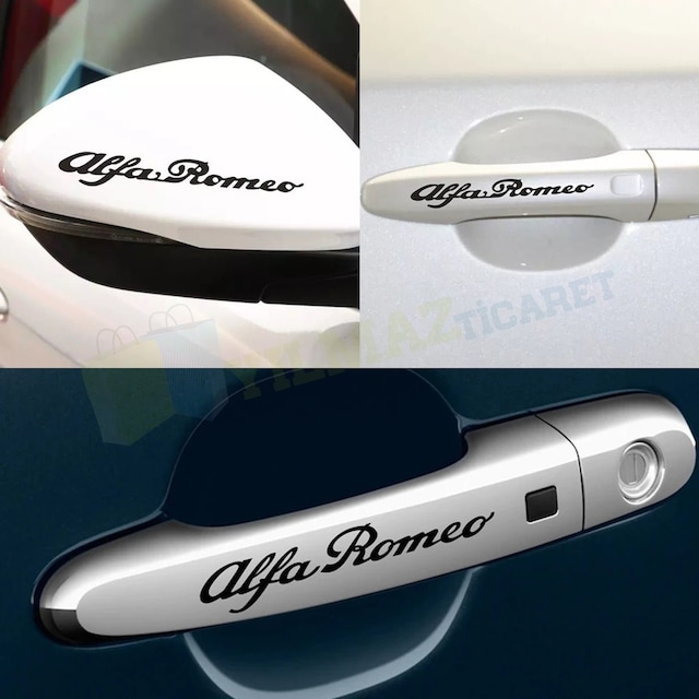 Alfa Romeo Logo Yan Ayna Kapı Kolu Jant Kaliper Oto Sticker 12 Ad