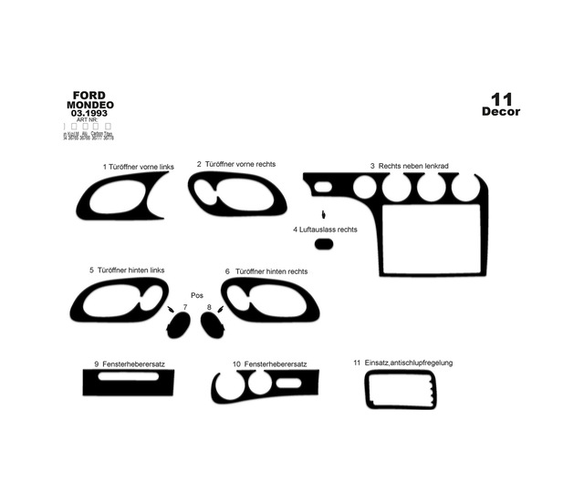 Ford Mondeo Konsol - Torpido Kaplama 1993-1995 Piano Black