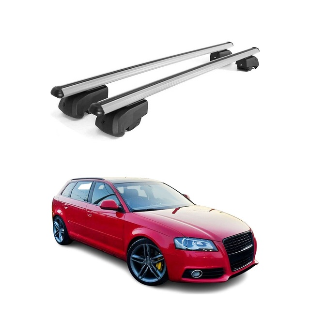 Audi A3 8pa Sportback 2004-2013 Arası Uyumlu Port Bagaj Taşıyıcı Ara Atkı Alüminyum Gümüş 2 Parça