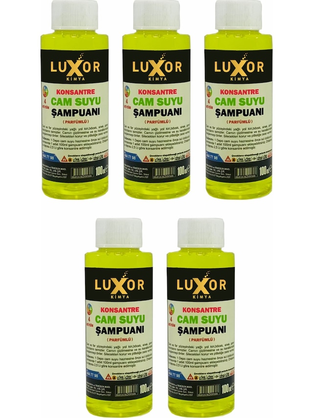 Luxor Kimya Konsantre Oto Cam Suyu Şampuanı 100 Ml 5 Adet