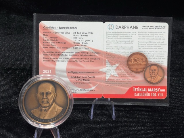 İstiklal Marşı Nın Kabulünün 100. Yılı Mehmet Akif Ersoy 2021 Bronz Sikke