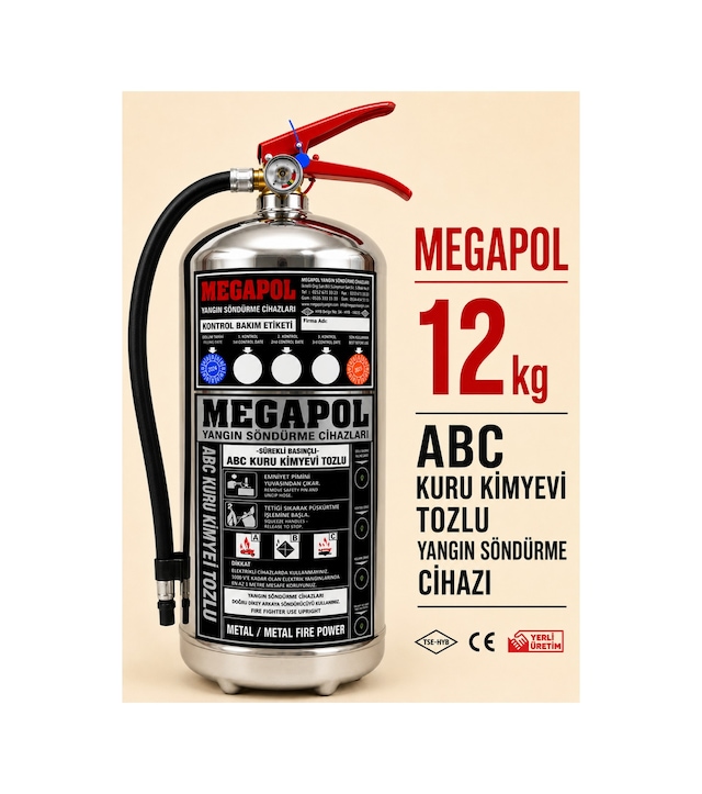 12 Kg Kkt Abc Tozlu Metalik Yangın Söndürme Cıhazı Dört Yıl Garantılı. Yangın Söndürme Tüpü. Yangın Söndürücü. Yangın Tüpü. Yangın Söndürme Cihazı. - 903364845