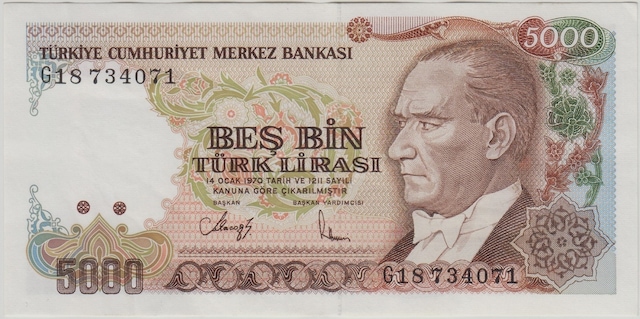 7. Emisyon 5000 Lira G18 Çilaltı -