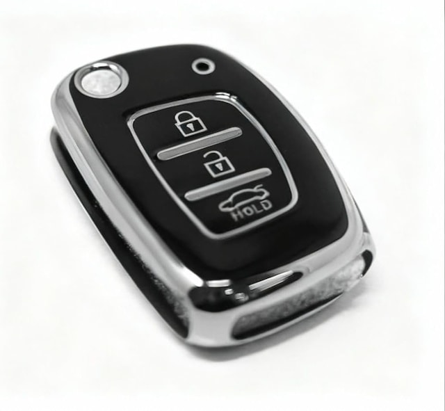 Autohan Keys Lüks Anahtar Kılıfı, Siyah Gümüş, Sustaıı Model, Hyundai Bayon I10 I20 Ix35 Elantra Tucson İçin