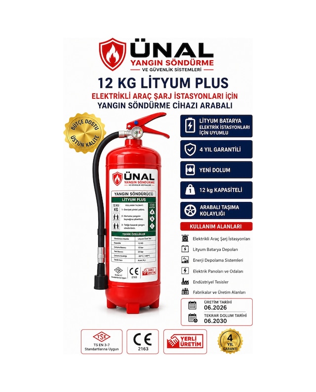 12 Kg Elektrikli Araç Lityum Yangın Söndürücü Kkt Yangın Tüpü Ev Ofis