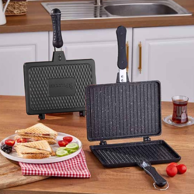 Polochef Otm-124 Tospik Tost Tavası Granit Ocak Üstü Tost Makines