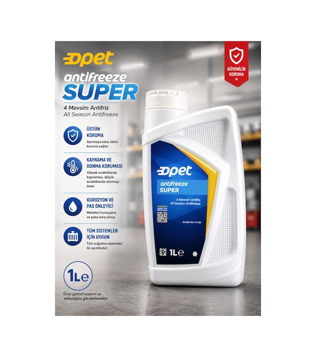 Opet Antifreeze Super 1 L 4 Mevsim Konsantre Antifriz Bs 6580 Ts 3582