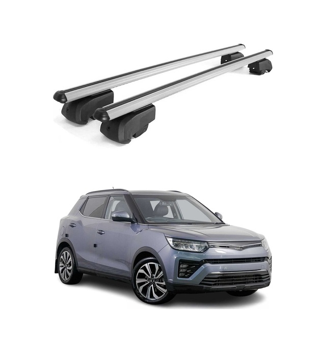 Ssangyong Tivoli Facelift 2020-2023 Arası Uyumlu Port Bagaj Taşıyıcı Ara Atkı Alüminyum Gümüş 2 Parça