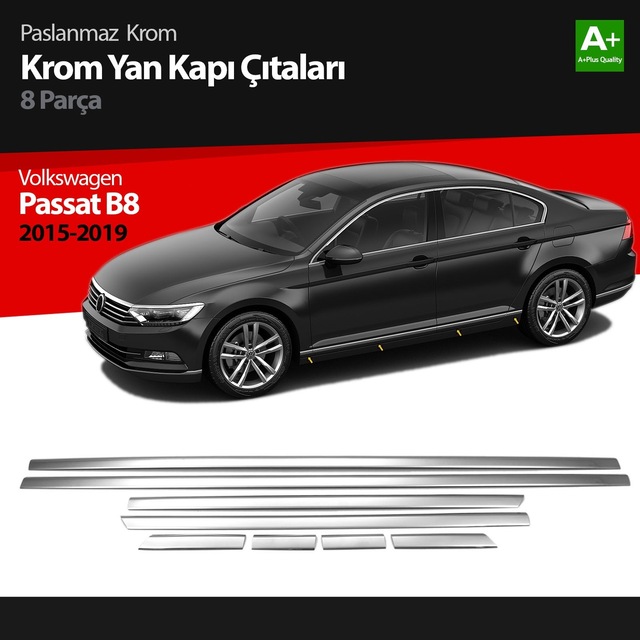 Vw Passat B8 Krom Yan Kapı Çıtası 8 Parça 2015 2016 2017 2018 2019