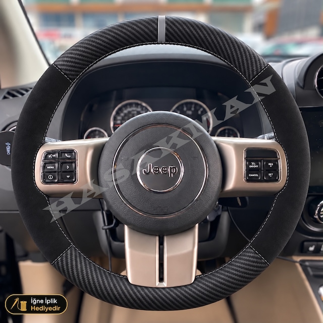 Jeep Patriot Mk74 Dikme Direksiyon Kılıfı Alcantara Süet Mat Karbon Gri Yüzük Ve Dikiş Sport-limited 2011-2016