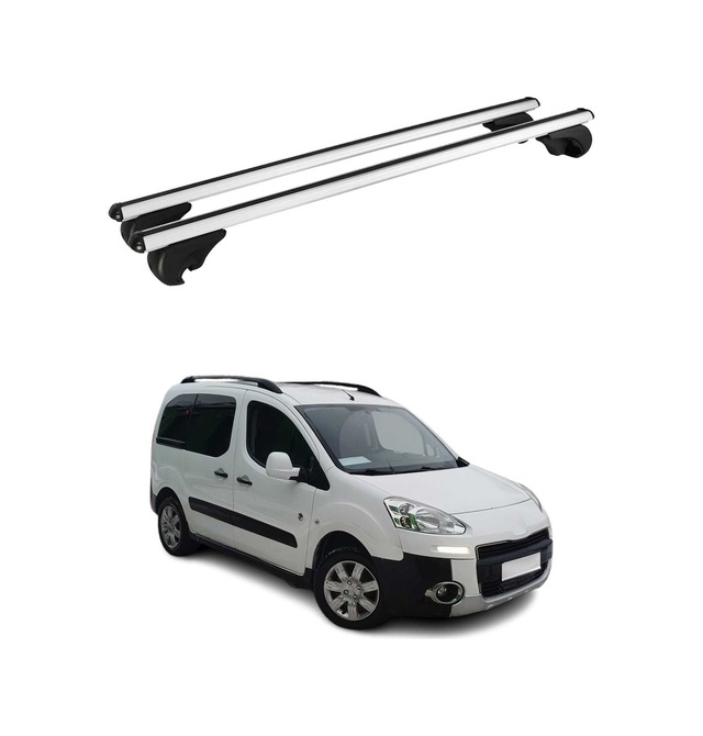 Peugeot Partner Tepee B9 2008-2018 Arası Uyumlu Port Bagaj Taşıyıcı Ara Atkı Alüminyum Gümüş 2 Parça