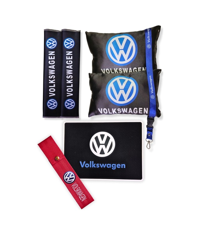Volkswagen Dijital Baskılı Oto Boyun Yastık Emniyet Kemer Pedi Mavi Oto Ayna Askısı Araç Aksesuar Siyah
