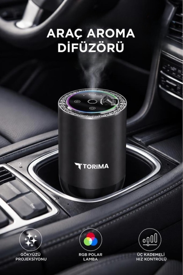 Torima Tcf-04 Araç İçi Hava Nemlendirici & Hareket Algılamalı Koku Makinesi Blue Men Esansı Aromaterapi Difüzör Araç Kokusu