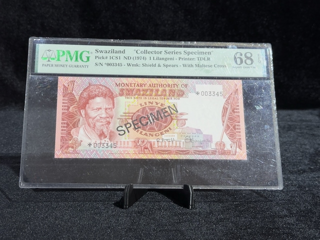Top Pop Svaziland 1974 1 Lilangeni Specımen Pmg 68 Epq Pıck 1cs1