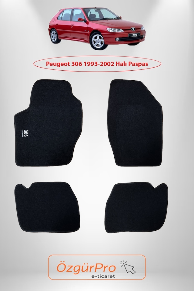 Rizline Peugeot 306 1993-2002 Araca Özel Halı Paspas Siyah