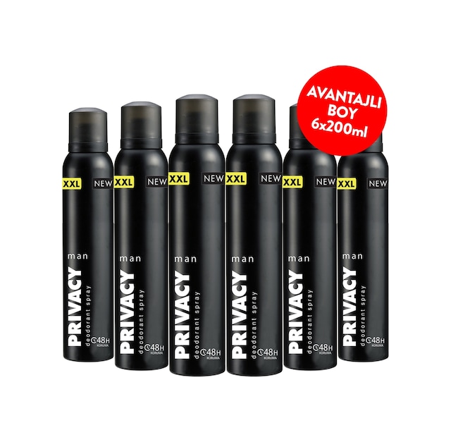 Privacy Man Erkek Sprey Deodorant 6x200 Ml