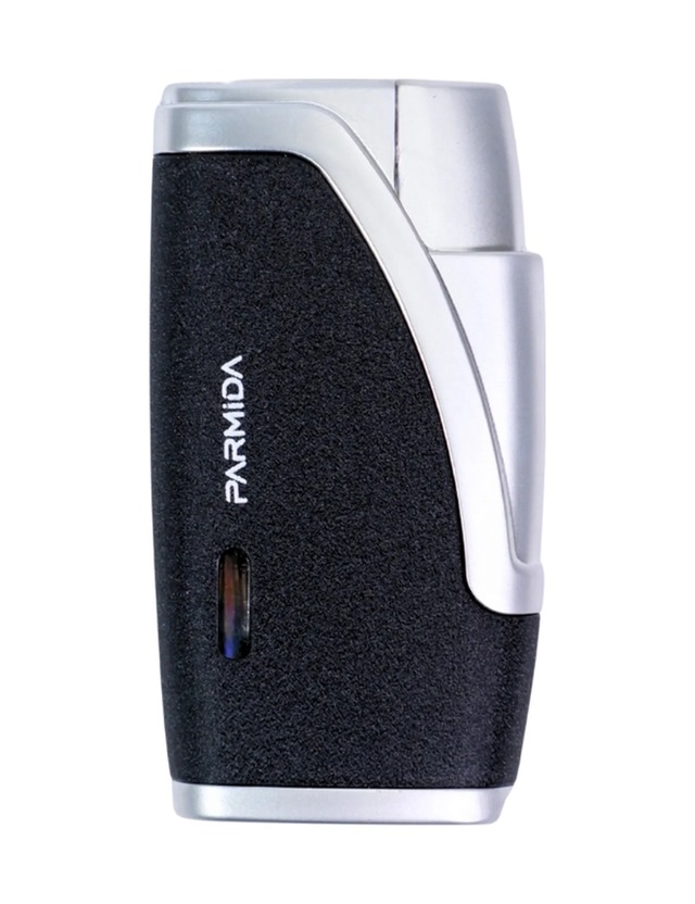 Parmida Çift Torch Pürmüz Siyah - Gümüş Metal Puro Çakmağı - Tr9204
