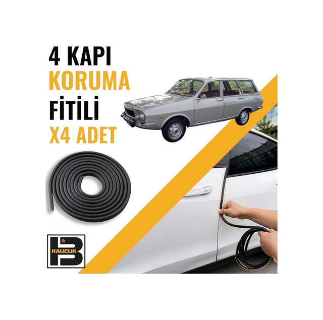 Renault Reno-12 Station Wagon Kapı Koruma Fitili-4 Kapı-siyah-bm2147