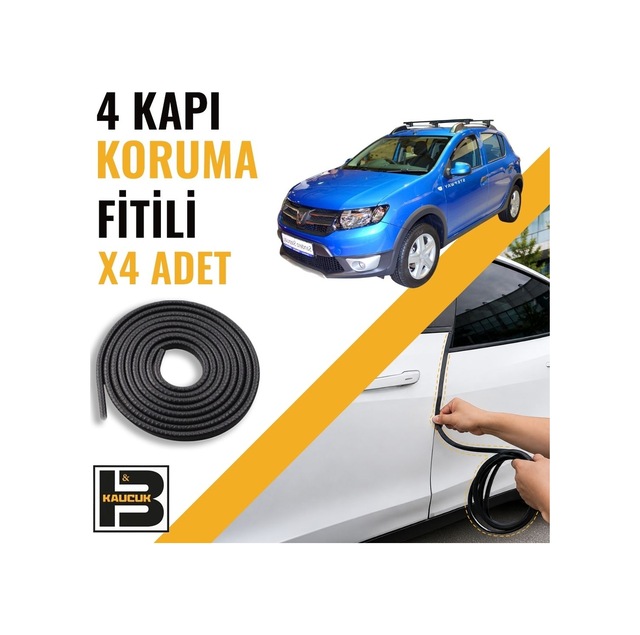 Dacia Sandero 2.nesil Kapı Koruma Fitili-4 Kapı-siyah-bm2198