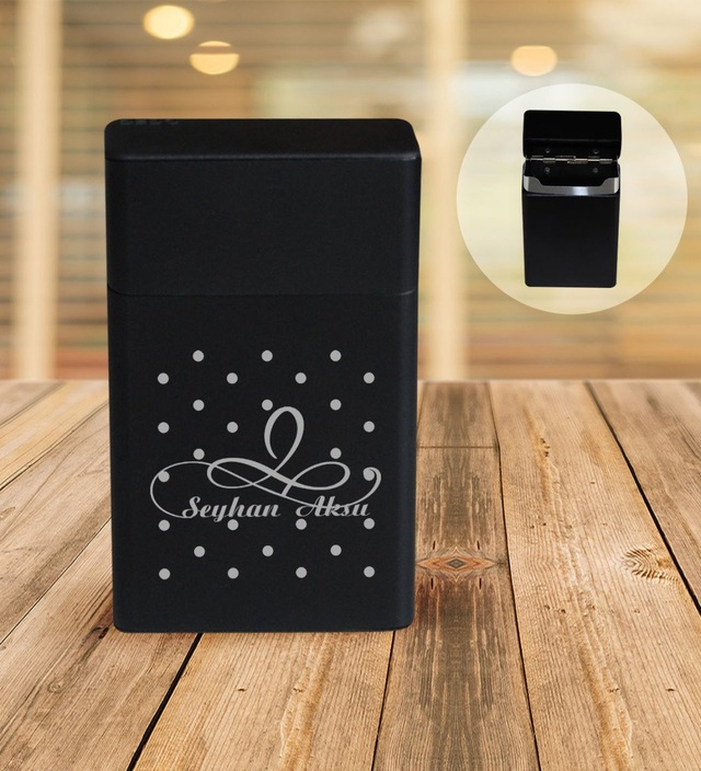 Kişiye Özel İsimli Siyah Metal Sigara Tabakası - 4 Bitmeyen37181 Bk Gift