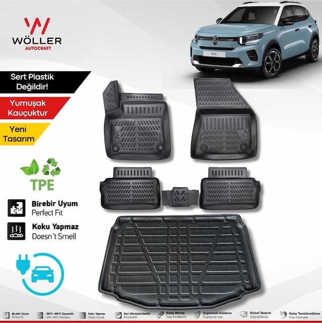 Citroen E C3 Paspas Bagaj Havuzu Set Elektrikli 2024 Sonrası Uyumlu 3d Ultraflex Set