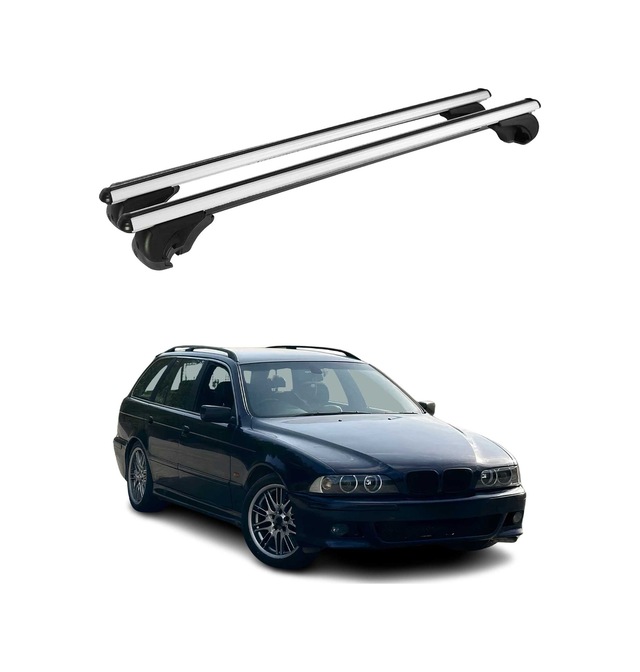 Bmw 5 Serisi E39 Station Wagon 1996-2004 Arası Uyumlu Port Bagaj Taşıyıcı Ara Atkı Alüminyum Gümüş 2 Parça
