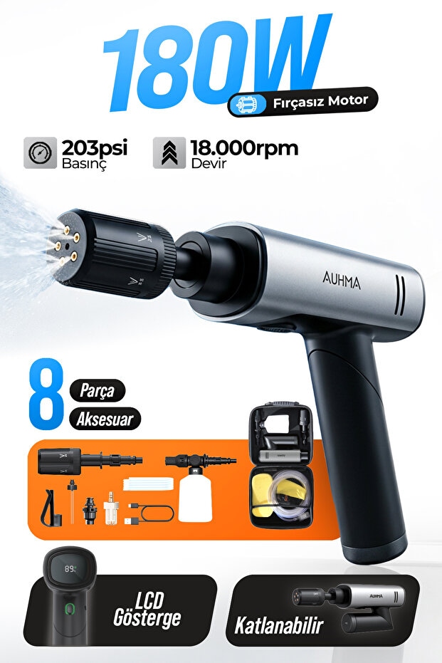 180w Fırçasız Şarjlı Basınçlı Basınçlı Yıkama Makinesi Katlanabilir Kablosuz Oto Yıkama Tabancası 1