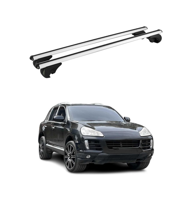 Porsche Cayenne I 2002-2009 Arası Uyumlu Port Bagaj Taşıyıcı Ara Atkı Alüminyum Gümüş 2 Parça