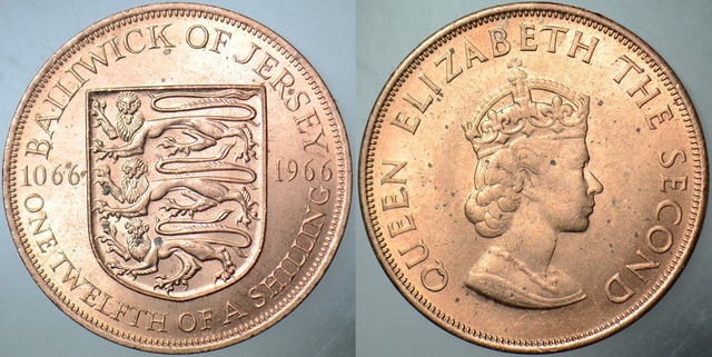 Jersey 112 Şilin 1966 Hatıra-hastings Savaşı 900. Yıl Kraliçe Iı. Elizabeth. Çil -