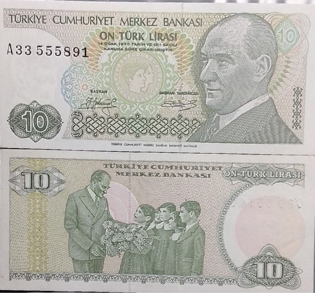 A Serisi 7.emisyon 10 Türk Lirası Eski Koleksiyon Kağıt Para Hatıra Para
