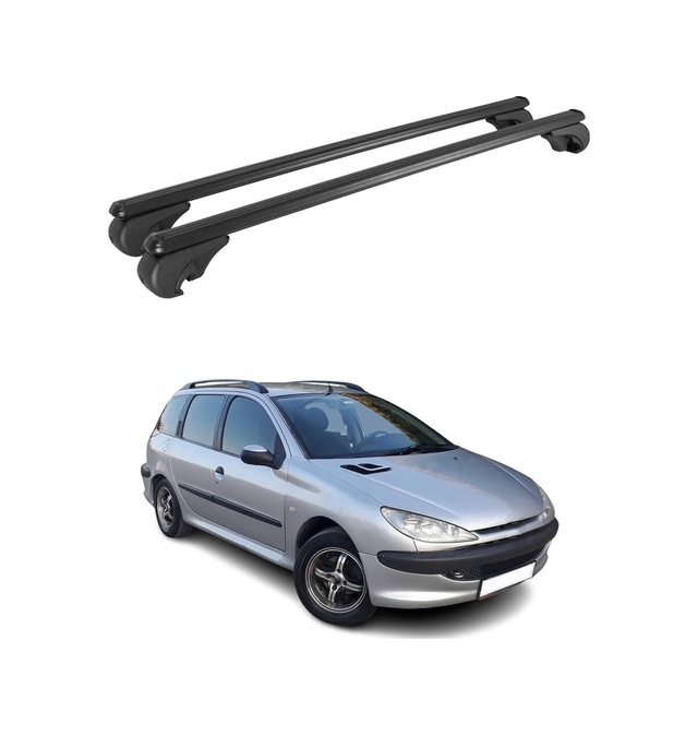 Peugeot 206 Station Wagon 2002-2007 Arası Uyumlu Port Bagaj Taşıyıcı Ara Atkı Alüminyum Siyah 2 Parça