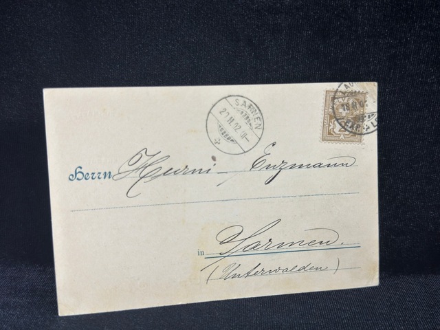 1902 Yılından Firma Knecht Solingen Ait Postakartı İsviçre Helvetia 2 Frank Pullu Varış Damgalı Teşhir Ürün