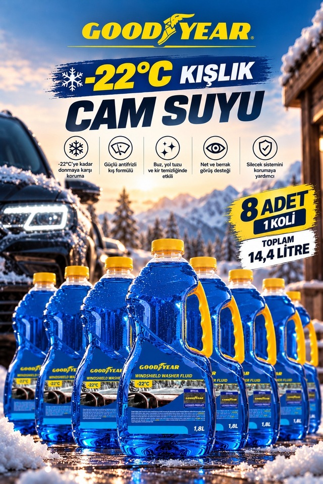 Goodyear Goodyear -22 C Kışlık Antifrizli Cam Suyu 8 Adet 14,4 Litre