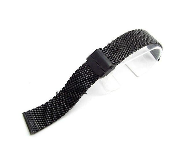 24Mm Saat Kordonu Çelik Hasır Siyah 1.Kalite Örgü Kordon Black 2