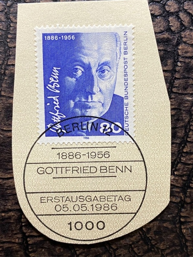 Almanya İlkgün Özel Damgalı Fragman Pul Gottfried Benn 1986 Bonn Teşhir Ürün
