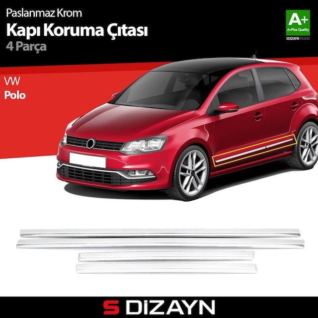 S-Dizayn VW Polo 6R Kapı Koruma Çıtası Krom 2009 - 2017