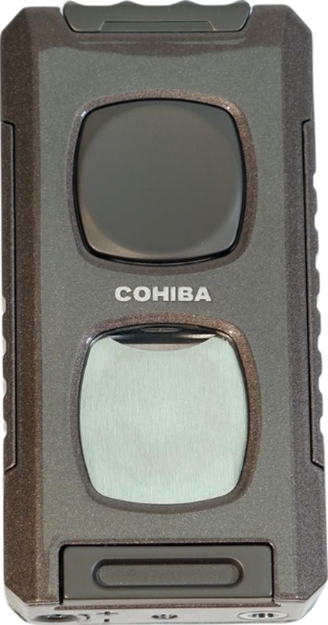 Cohiba Çift Torch Pürmüz Kesici & Delici & İğneli Kahverengi Metal Puro Çakmağı - Tr9553