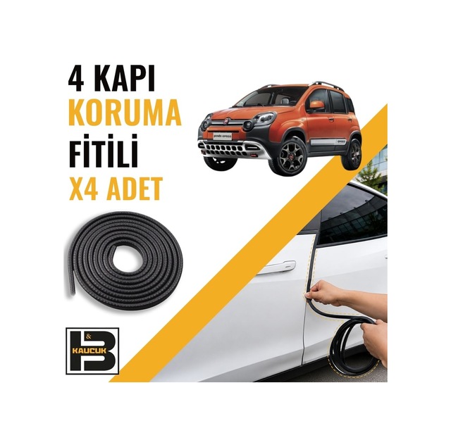 Fiat Panda Cross 2012-2025 Kapı Koruma Fitili-4 Kapı-siyah-bm2561