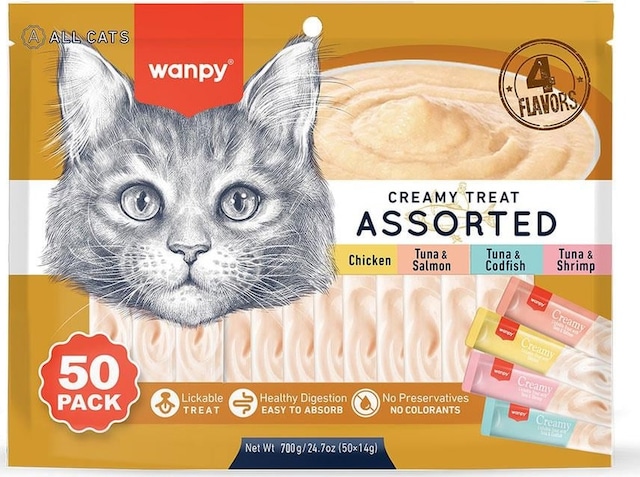 Wanpy Karışık 4 Lezzetli Krema Kedi Ödülü 50x14gr