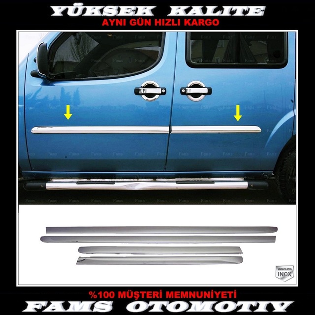 Famsotomotiv Fiat Doblo Krom Yan Kapı Çıtası 4 Kapı 2000-2006 P. Çelik
