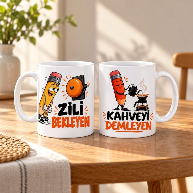 Öğretmen Dayanışması 2'li Porselen Kupa Seti - Model 758