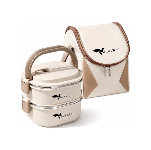 Valkyrie 2 Katlı Yemek Kabı 1400 Ml Termal Çantalı Lunch Box, 304 Paslanmaz Çelik, Bpa İçermez
