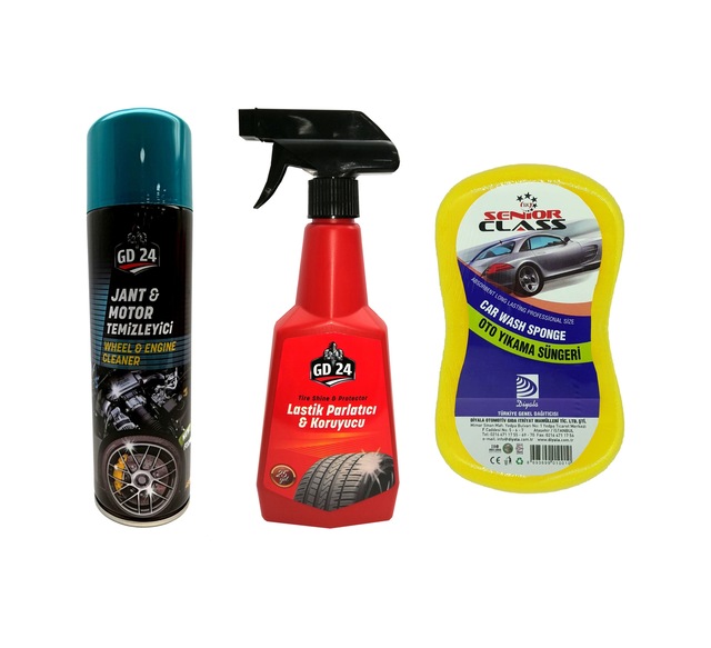 Gd24 Jant&motor Temizleyici Köpük+lastik Parlatıcı+yıkama Süngeri