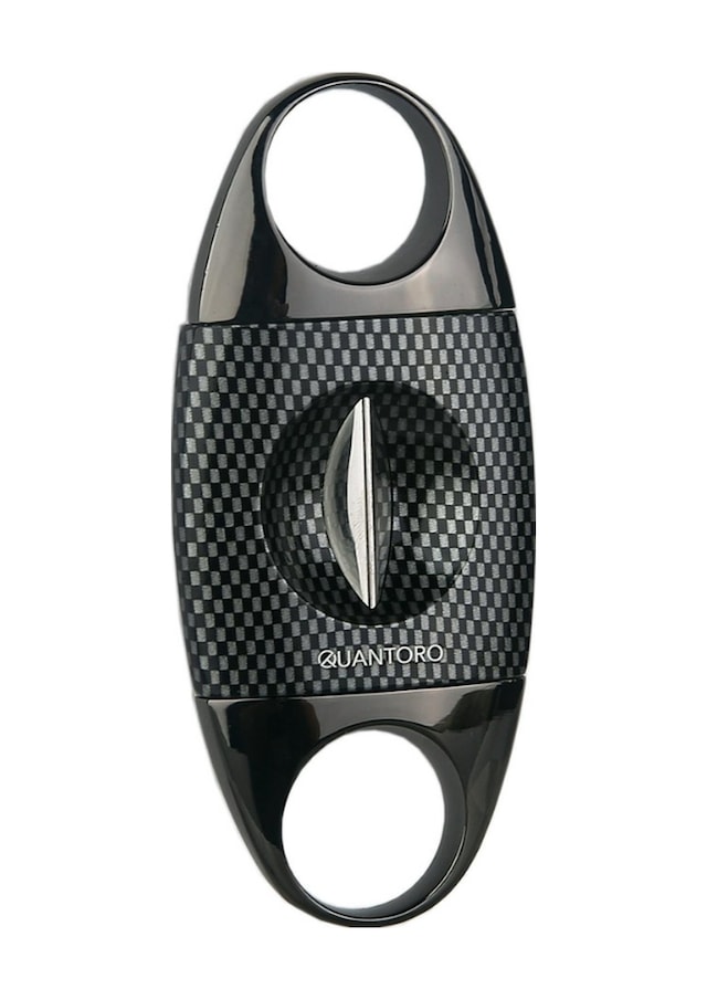 Quantoro Gunmetal Karbon Desenli Metal V-cut Puro Makası Kesici - Trz2004