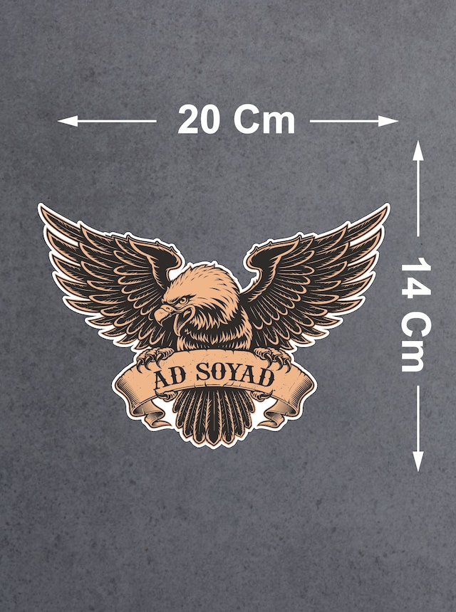 Kişiye Özel Ad Soyad Kartal Sticker - Kartal Eagle Beşiktaş Sticker - Araba Oto Motosiklet Karavan Sticker - 00070 20x14 Cm