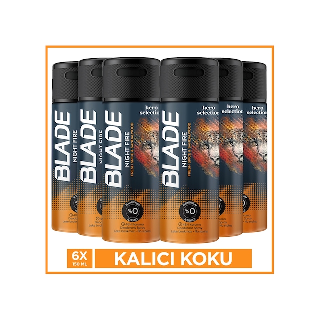 Blade Hero Selection Serisi Night Fire Erkek Deodorant 6x150 Ml