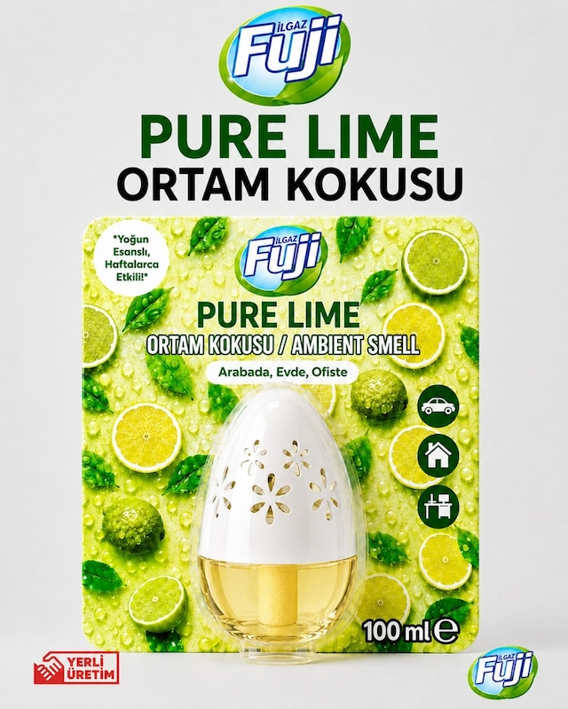 Ilgaz Fuji Limon Kokulu Araç, Wc, Oda Ve Ortam Kokusu 100 Ml Pure Lime Kalıcı Kavanoz Koku
