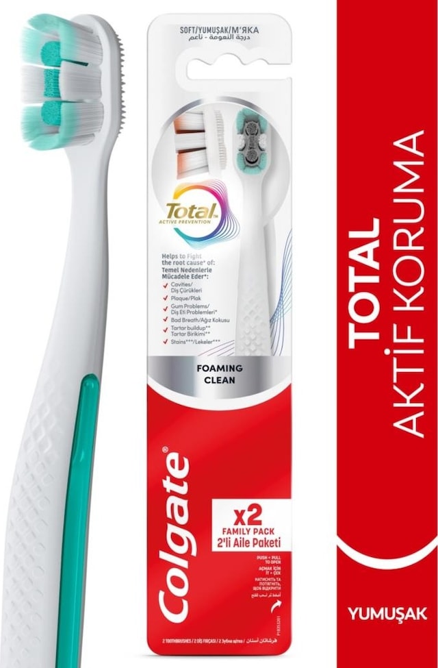 Colgate Total Foaming Clean 1+1 Yumuşak Diş Fırçası