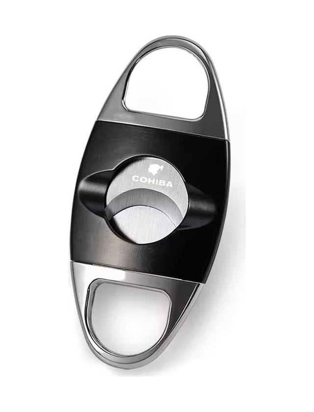Cohiba Siyah Gümüş Sehpalı Metal Puro Makası Kesici - Trp7114