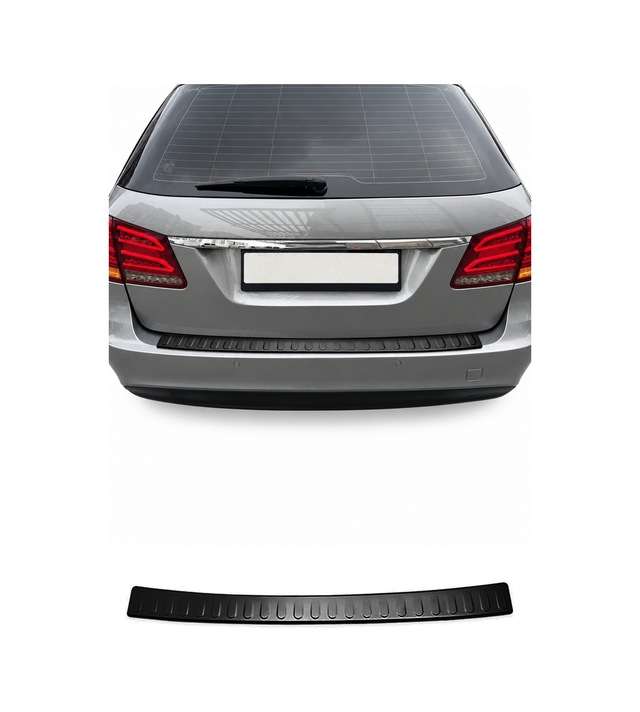 Mercedes E Serisi S212 2010-2013 Uyumlu Krom Arka Tampon Eşiği Paslanmaz Çelik Taşlı Siyah